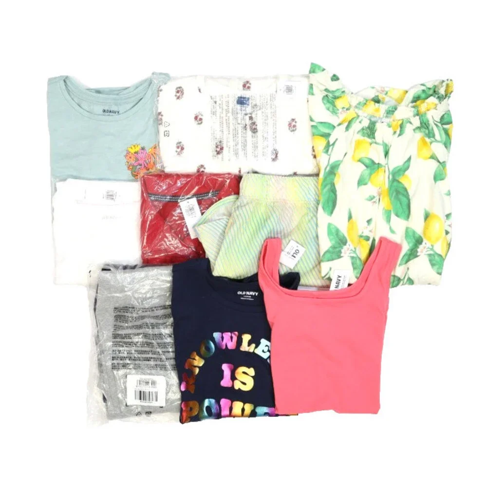 Old Navy Bulk Lot Of 10 Girls Size Large 10/12 Mixed Season Tops Bottoms Shorts